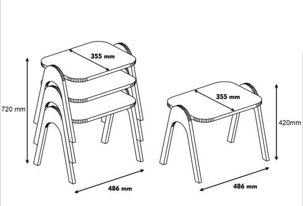 Kalune Design Sada 3 odkladacích stolíkov PARIS orech/biela