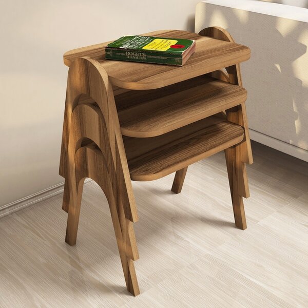 Kalune Design Sada 3 odkladacích stolíkov PARIS orech