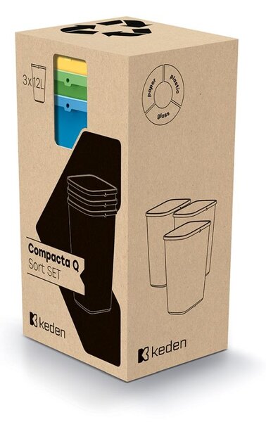 Prosperplast Sada 3 odpadkových košov COMPACTO 3x12 L viacfarebná