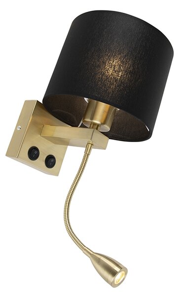 Art Deco nástenná lampa zlatá s čiernym tienidlom - Brescia