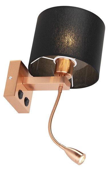 Art Deco nástenná lampa medená s čiernym tienidlom - Brescia