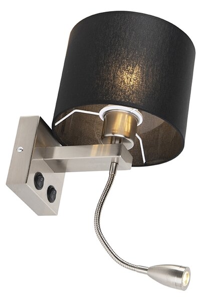 Moderná nástenná lampa oceľ s čiernym tienidlom - Brescia