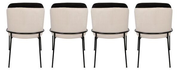 Kalune Design Sada 4 ks jedálenských stoličiek Dore zamat čierna/krémová