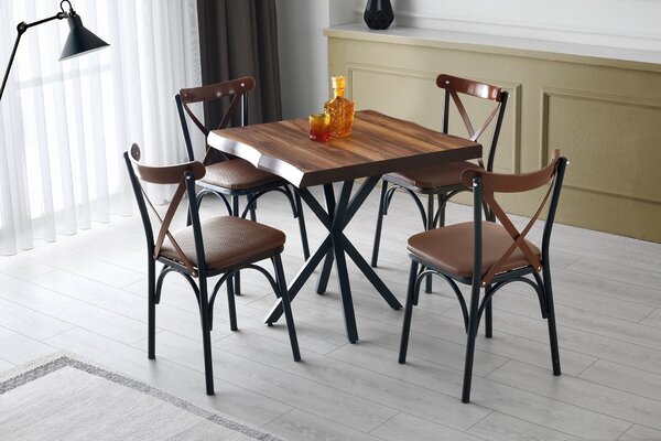 Kalune Design Sada 4 ks jedálenských stoličiek Ekol Bor hnedá/čierna