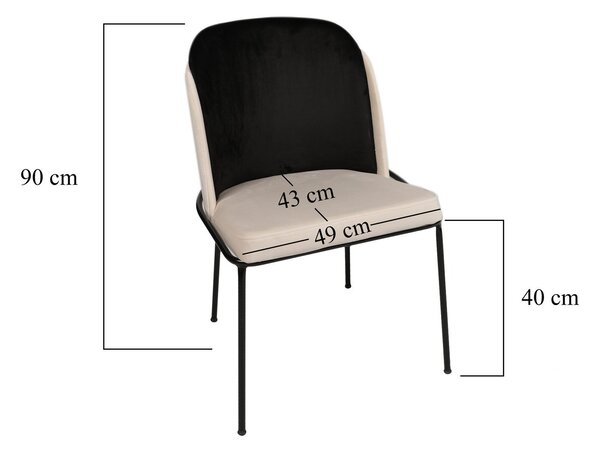 Kalune Design Sada 4 ks jedálenských stoličiek Dore zamat čierna/krémová