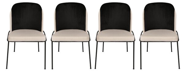 Kalune Design Sada 4 ks jedálenských stoličiek Dore zamat čierna/krémová