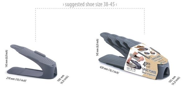 Prosperplast Sada 4 organizérov na obuv SHOES veľkosť 38-45 priehľadná