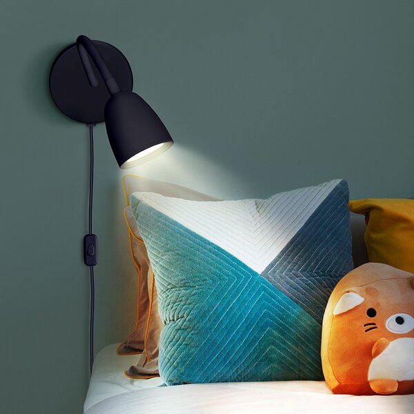 SOLIGHT LED nástenná lampička, stmievateľná, 4W, 280lm, 3000K, čierna