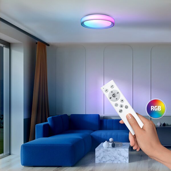 SOLIGHT LED osvetlenie s diaľkovým ovládačom Floco, 30W + 6W RGB, 2100lm, 40cm, CCT