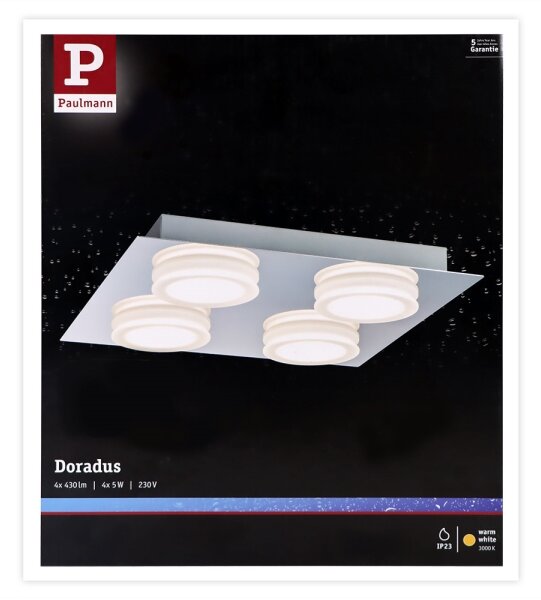 Paulmann 70875 - 4xLED/5W IP23 Kúpeľňové stropné svietidlo DORADUS 230V