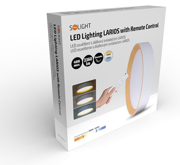 SOLIGHT LED osvetlenie s diaľkovým ovládačom Larios White, 48W, 3360lm, 39cm, CCT