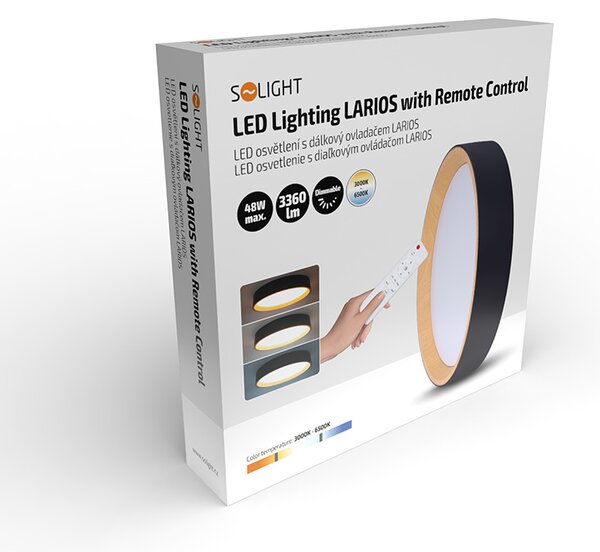 SOLIGHT LED osvetlenie s diaľkovým ovládaním Larios Black 48W 3360lm 39cm CCT