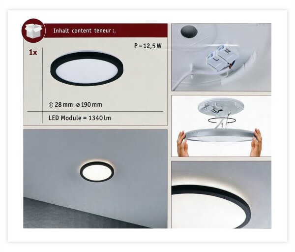 Paulmann 70997 - LED/11,2W Panel prisadený ATRIA 230V 3000K čierna