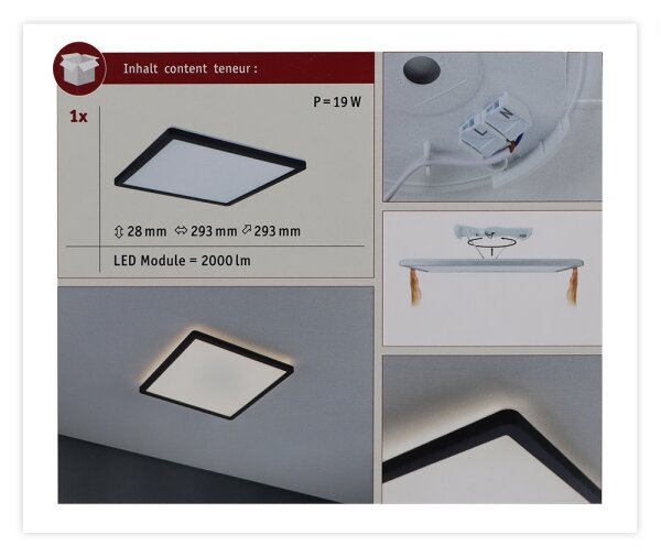 Paulmann 71001 - LED/16W Panel prisadený ATRIA 230V 3000K čierna