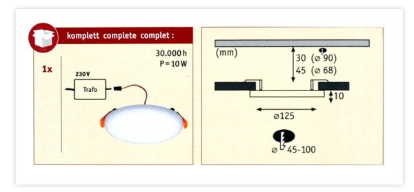 Paulmann 92388 - LED/8,5W IP44 Kúpeľňové podhľadové svietidlo VARIFIT 230V