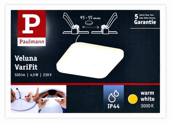 Paulmann 92393 - LED/4,5W IP44 Kúpeľňové podhľadové svietidlo VARIFIT 230V