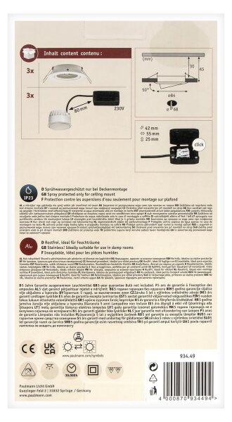 Paulmann 93449 - SADA 3xLED/6,5W IP23 Kúpeľňové podhľadové svietidlo NOVA 230V