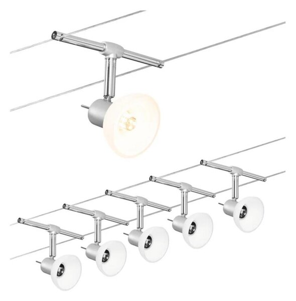 Paulmann 94136 - SADA 5xGU5,3/10W Kompletný lankový systém SHEELA 230V chróm