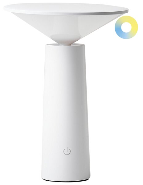 Stolná lampa biela železo s dotykovým vypínačom nabíjanie cez USB kábel bezdrôtová moderný štýl interiér exteriér