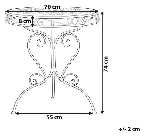 Záhradný stôl ružový kovový zo železa okrúhly ø 70 cm moderný nábytok na balkón a terasu
