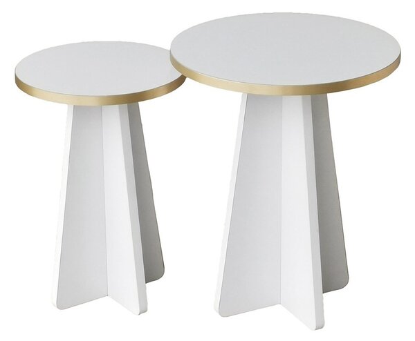 Kalune Design Sada odkladacích stolíkov Mushroom 2 biela/zlatá