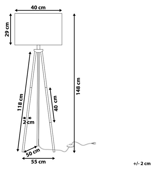 Stojacia lampa strieborná kovová 148 cm statívový stojan biele látkové bubnové tienidlo