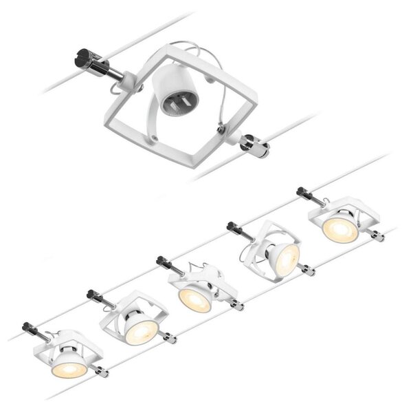 Paulmann 94432 - Súprava 5xGU5,3/10W Kompletný lanový systém MAC 230V biela