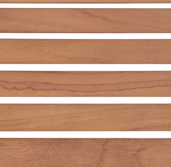 Záhradný stôl svetlé certifikované teakové drevo 200 x 90 cm oceľový strieborný rám obdĺžnikový klasický štýl vonkajší