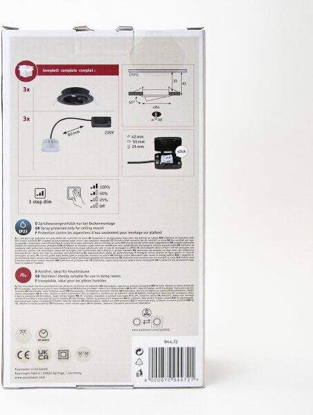 Paulmann 94472 - SADA 3xLED/6W IP23 Stmievateľné kúpeľňové svietidlo NOVA 230V