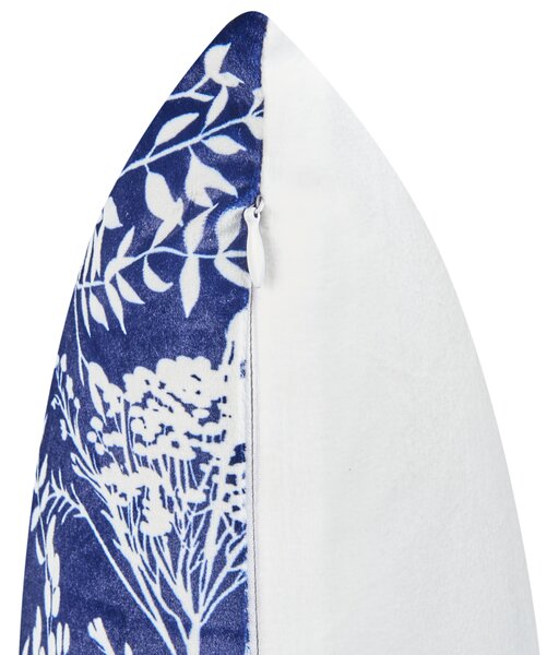 Sada 2 vonkajších dekoratívnych vankúšov modrá polyester 30 x 50 cm rastlinný vzor záhradné doplnky