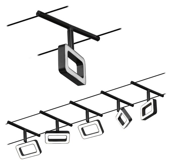 Paulmann 94485 - Súprava 5x LED/4,8 W Kompletný lankový systém FRAME 230 V čierny