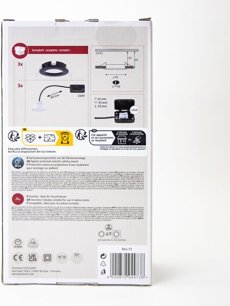 Paulmann 94473 - SADA 3xLED/6W IP44 Kúpeľňové podhľadové svietidlo NOVA 230V