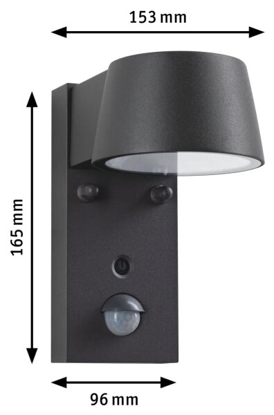 Paulmann 94714 - LED/6W IP44 Vonkajšie nástenné svietidlo so senzorom CAPERA 230V