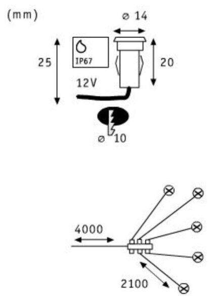 Paulmann 98892 - Rozširujúca SADA 5X LED/0,16W IP67 Zápustné svietidlo MICRO 12V