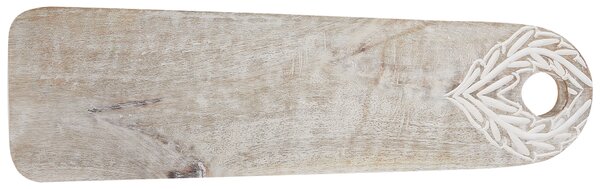 Stojan na koláče svetlohnedý mangové drevo 41 x 12 x 2 cm dekoratívny vyrezávaný podnos na zákusky
