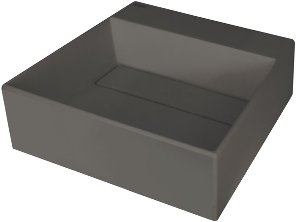 Deante Correo, granitové umývadlo na dosku s poličkou pod batériu a krycou doskou 400x400x130 mm, antracitová, CQR_TU4M