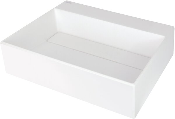 Deante Correo, granitové umývadlo na dosku s poličkou pod batériu a krycou doskou 500x400x130 mm, biela, CQR_AU5M