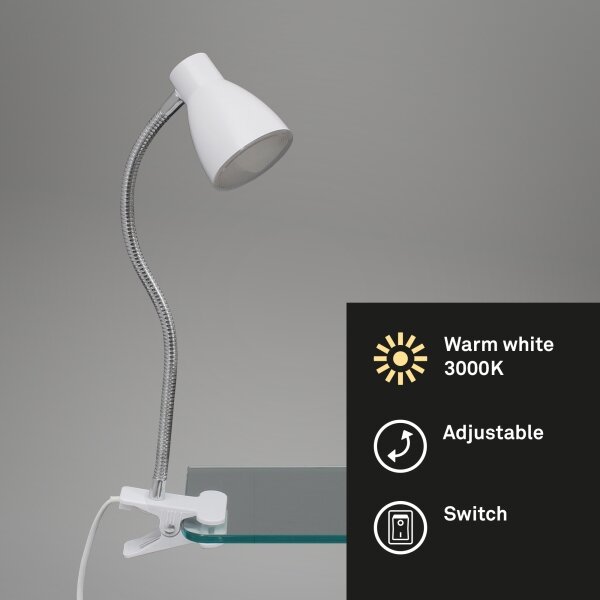 Briloner 2615-016P - LED Lampa s klipom GRIP LED/2,5W/230V biela