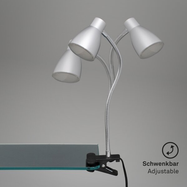 Briloner 2615-014P - LED Lampa s klipom GRIP LED/2,5W/230V strieborná