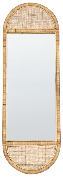 Stojace zrkadlo prírodné ratan sklo 150 x 50 cm oválny tvar moderný boho štýl obývačka spálňa