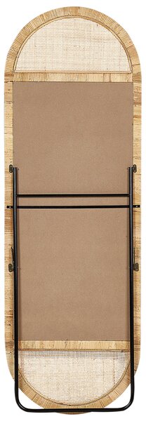 Stojace zrkadlo prírodné ratan sklo 150 x 50 cm oválny tvar moderný boho štýl obývačka spálňa