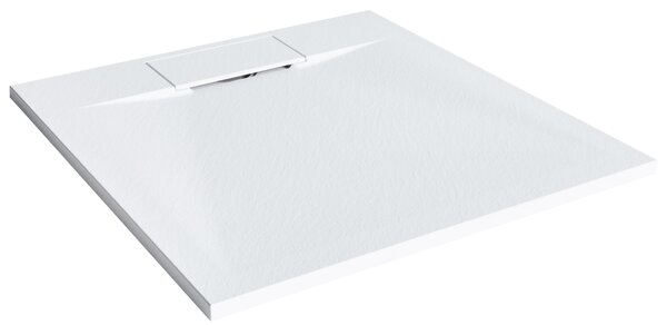 Sprchová vanička s odtokom biela SMC 80 x 80 x 3 cm štvorcový tvar efekt prírodného kameňa minimalistický štýl kúpeľňa