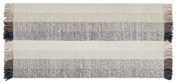 Koberec krémová biela hnedá čierna 80 x 150 cm obdĺžnikový ručne tkaný so strapcami moderný dizajn