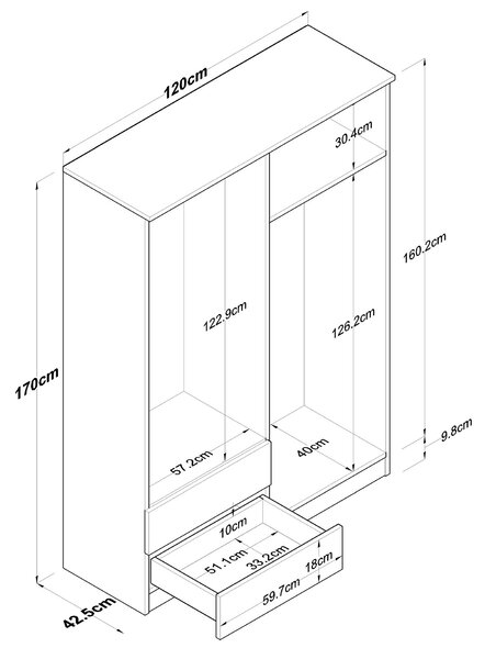 Kalune Design Šatníková skriňa BA 108 120 cm orech/biela