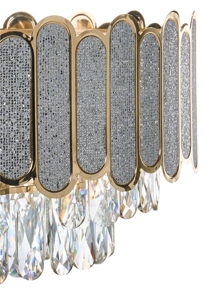 Luster mosadzný kov sklo ⌀ 46 cm závesná lampa krištáľový sklenený glamour štýl obývačka spálňa