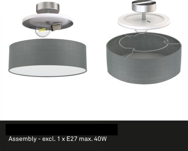 Briloner 3375-024 - Stropné svietidlo 1xE27/40W/230V pr. 30 cm šedá