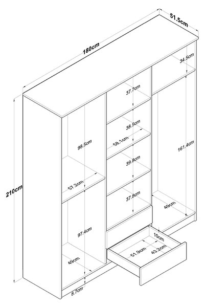 Kalune Design Šatníková skriňa BA 113 180 cm orech/biela