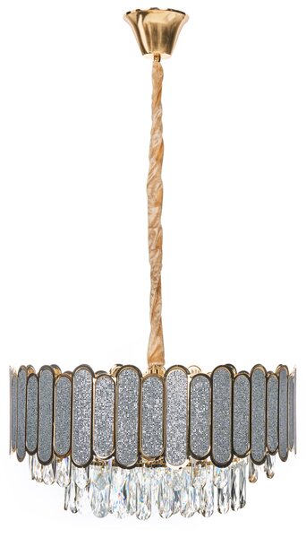 Luster mosadzný kov sklo ⌀ 46 cm závesná lampa krištáľový sklenený glamour štýl obývačka spálňa
