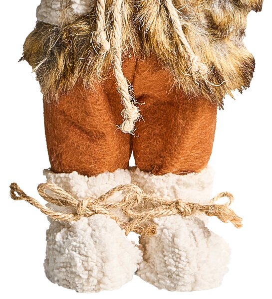 Dekoratívna figúrka hnedá a biela látka syntetický materiál vianočná dekorácia Santa Claus Mikuláš ozdoba