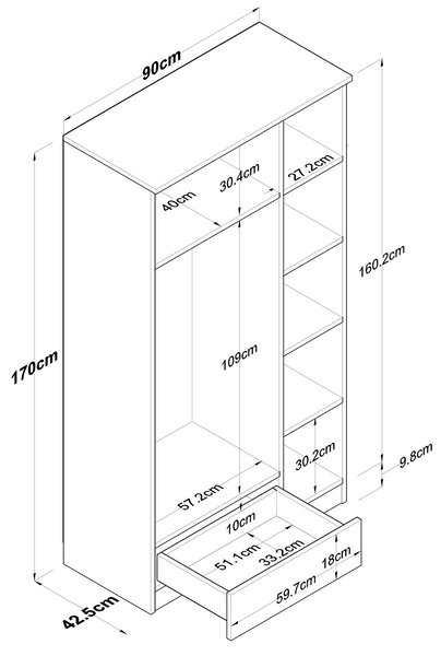 Kalune Design Šatníková skriňa BA 117 90 cm orech/biela